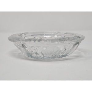 Vintage KIG Indonesia Ashtray Pressed Etched Glass Rose‎ Pattern